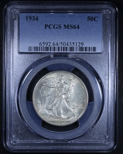 1934 Walking Liberty Half Dollar - 50c PCGS MS64 - Nice Coin!