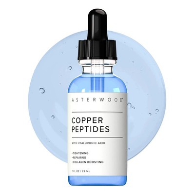 Asterwood Copper Peptides Serum for Face with GHK-Cu and Hyaluronic Acid 1fl Oz