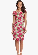 Xscape Women's Scuba V-Neck Ruffle 3/4 Sleeve Midi Dress, NWT size 4