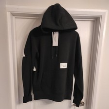 Image of Calvin Klein Jeans Men's Bold Logo Black And White Hoodie. UK Med Bnwt