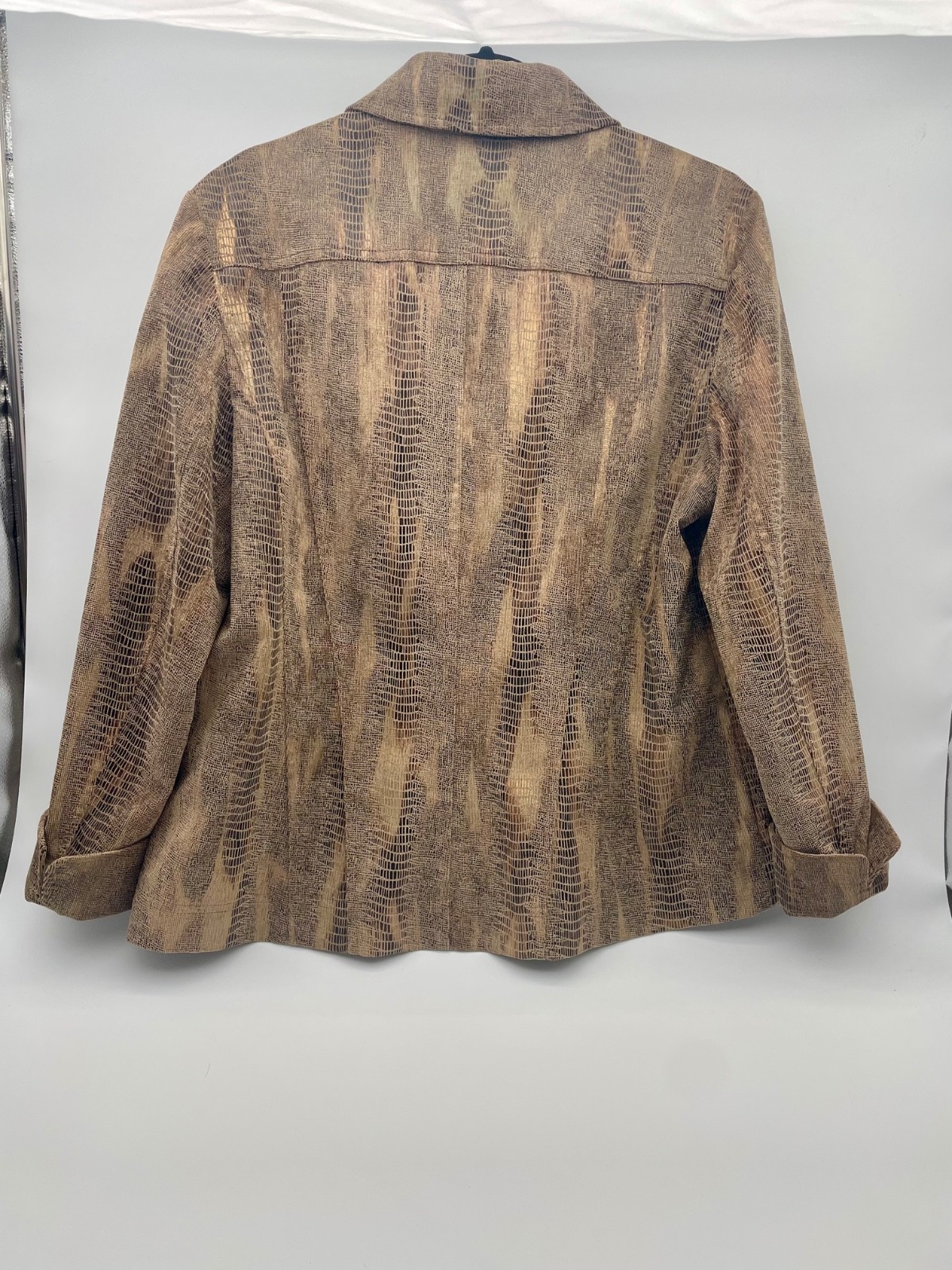 Chicos Brown/Gold Snakeskin Pattern Lightweight J… - image 2