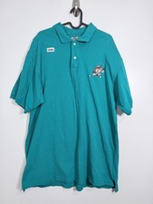 Vtg ACME Mens Tasmanian Devil Taz Golfing Polo Shirt Teal Blue Sz XL 22.5x33