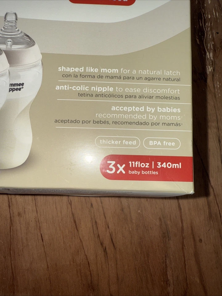Tommee Tippee Closer To Nature 11 oz 340 ml biberones alimentación más gruesa paquete de 3 6 m + Foto 2 de 4