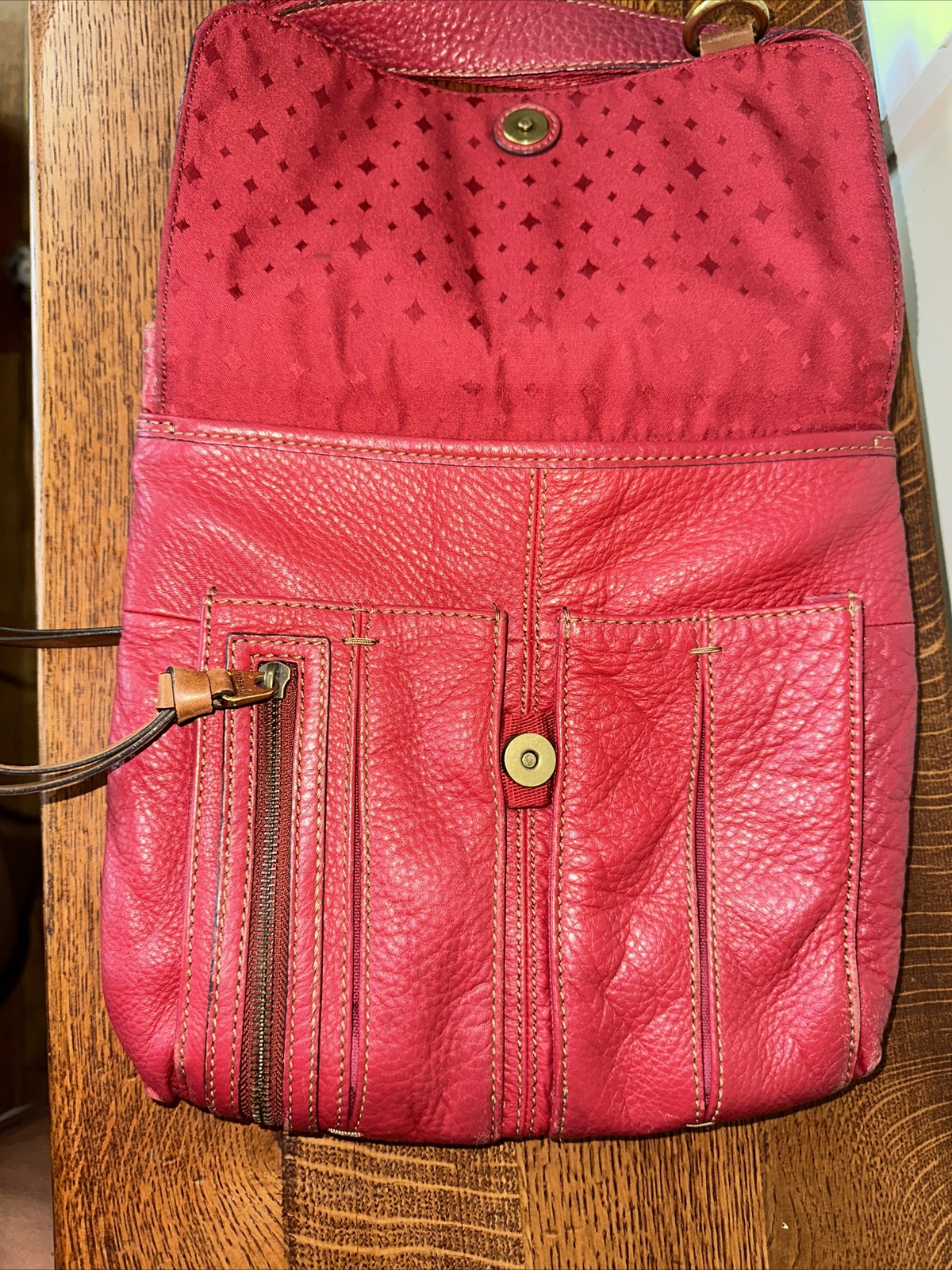 FOSSIL MORGAN RED LEATHER MUTI-FUNCTION CROSSBODY… - image 5