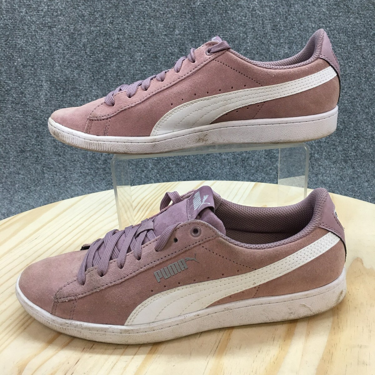 Puma Shoes Womens Vikky Casual Sneakers Purple Suede Lace Up Round 370204  01