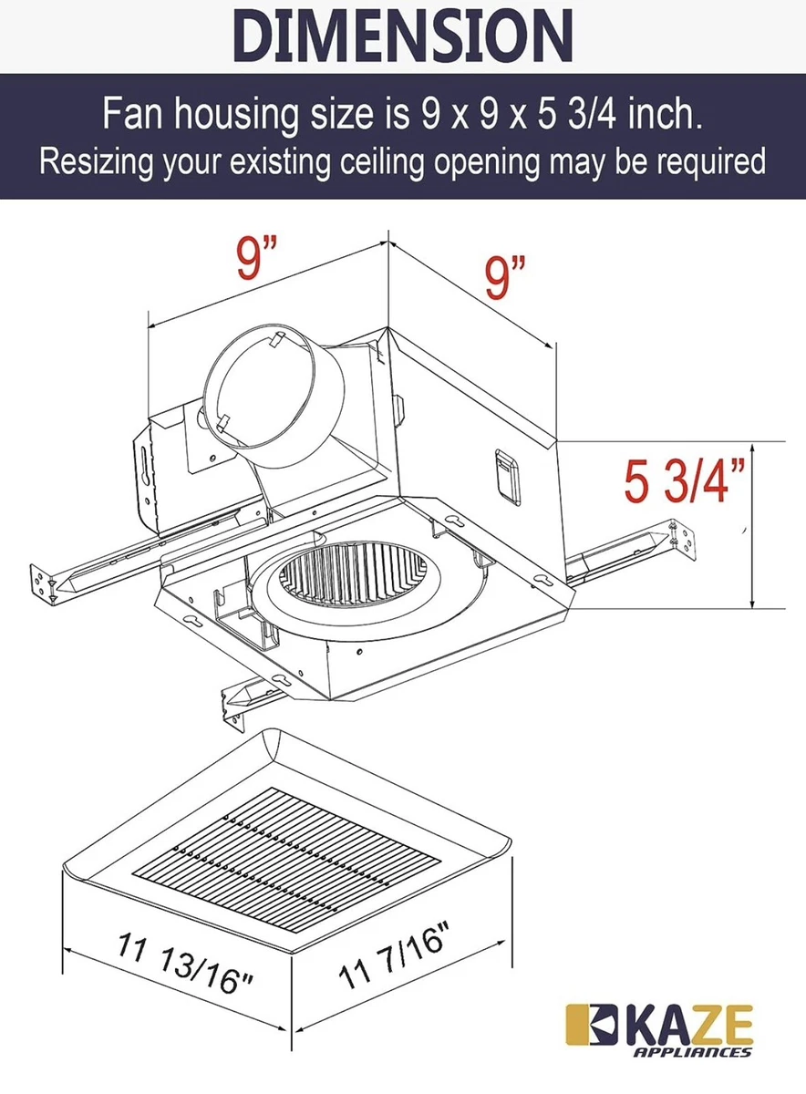 KAZE 9x9 Bathroom Ventilation Exhaust Fan, Model: Snp100 .8 Sone MSRP $119+  | eBay