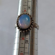 A41 - Handmade Artisan Silver And Oval Opalite Ring Size 9