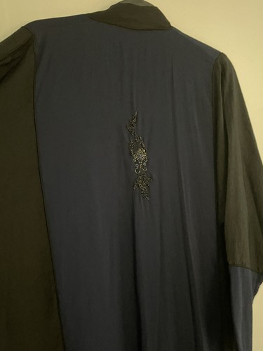 Black And Navy Blue Beaded Beautiful Abaya Gown Islamic Wedding Dress with Shawl - Picture 5 of 11