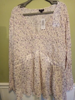 Babydoll sheer long sleeve shirt from Torrid new Flowery