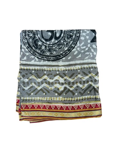 JARI 100% Cotton Voile Hand Block Print Silk Border Plus Size Sarong Cover-Up - Picture 65 of 65