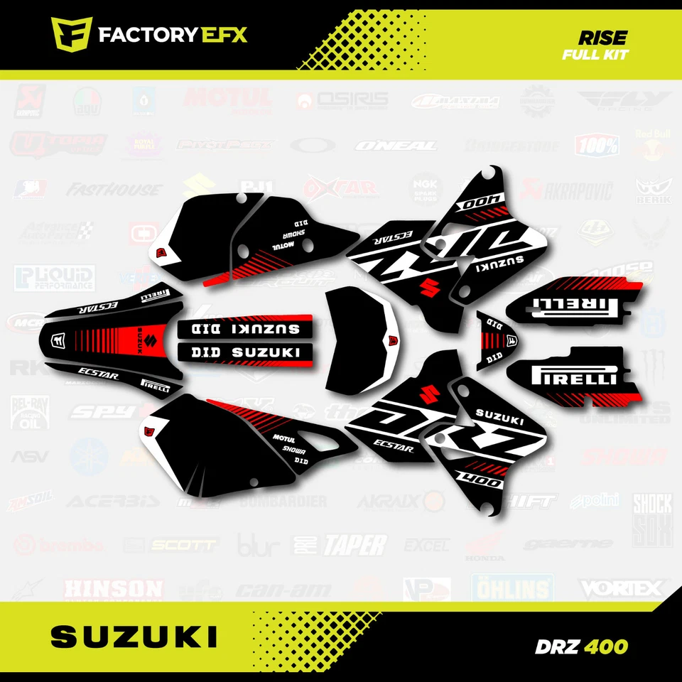 Black Red Rise Racing Graphic Kit fits Suzuki Drz400 Drz 400 Drz400sm 400sm - Image 2 of 4
