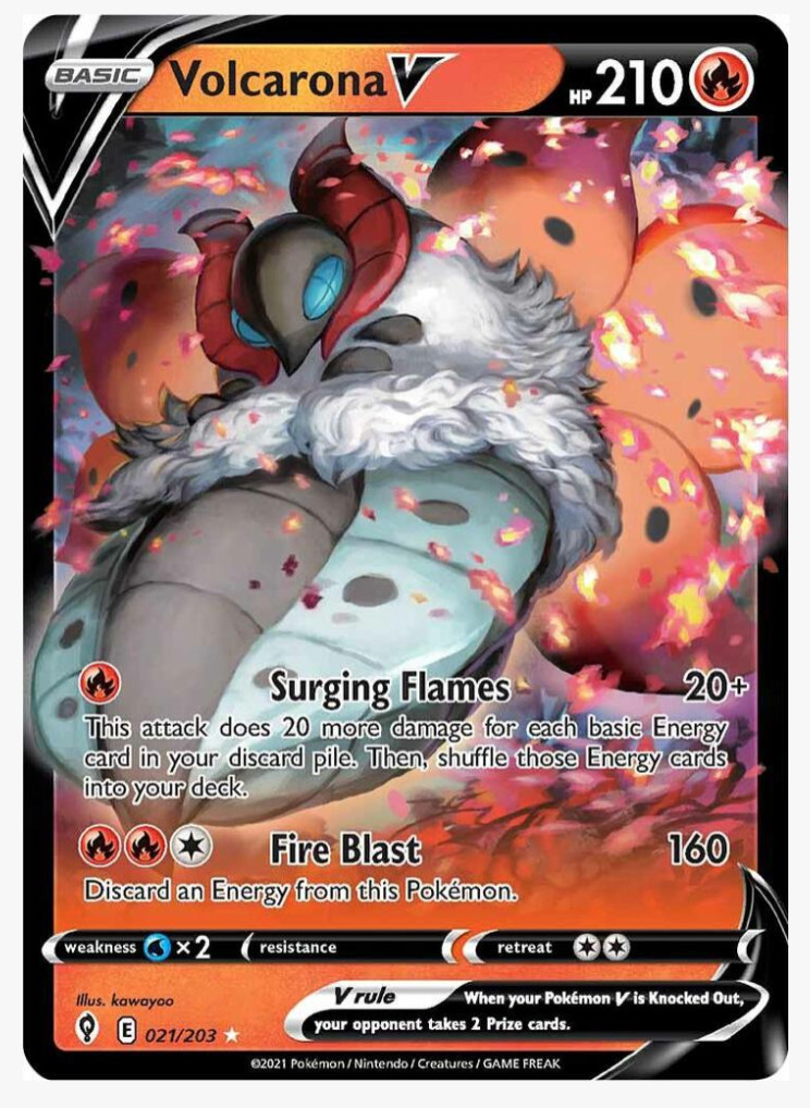 Volcarona V Pokémon TCG Card - Ultra Rare Holo - SWSH07 Evolving Skies - English