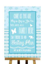 Winter Blue Christmas Sit Anywhere No Seating Plan Personalised Wedding Sign