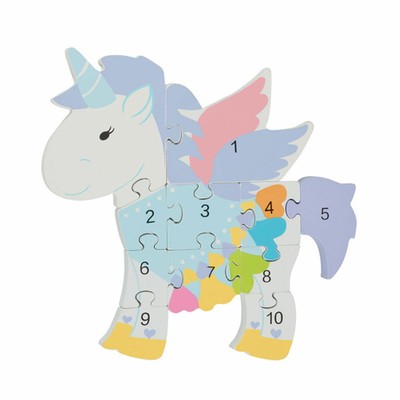 NICI Zahlenpuzzle Einhorn Lernspielzeug Spielzeug Orange Tree Toys Holz Bunt