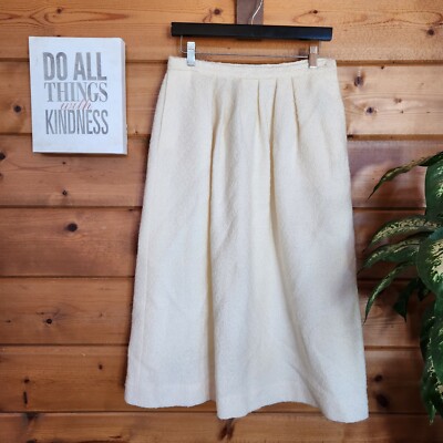 Point Of View Vintage A Line Midi Texture Skirt Pleats Pockets Union ILGWU Sz 12