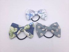 Set of 3 Handmade Fabric Bow / Ribbon Hair Tie