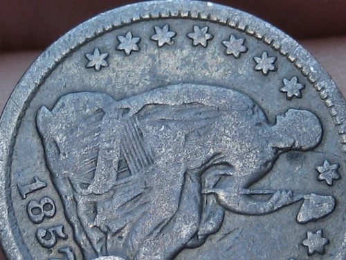 1857 P Seated Liberty Half Dime- Philadelphia, Fine/VF Details