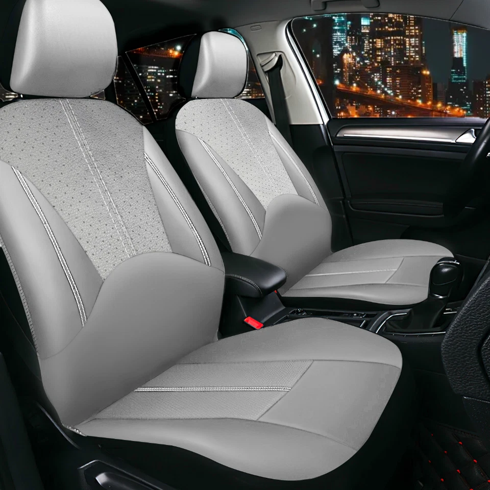 Juego completo de fundas de asiento de coche protegen cuero sintético 5 asientos delantero trasero alfombrilla de cojín Foto 3 de 4