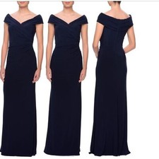 NWOT La femme Ruched Surplice Jersey Gown off shoulder Sz 6