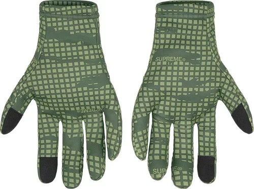 Supreme Gore-Tex Windstopper Gloves Olive Grid Camo FW21 Size - M