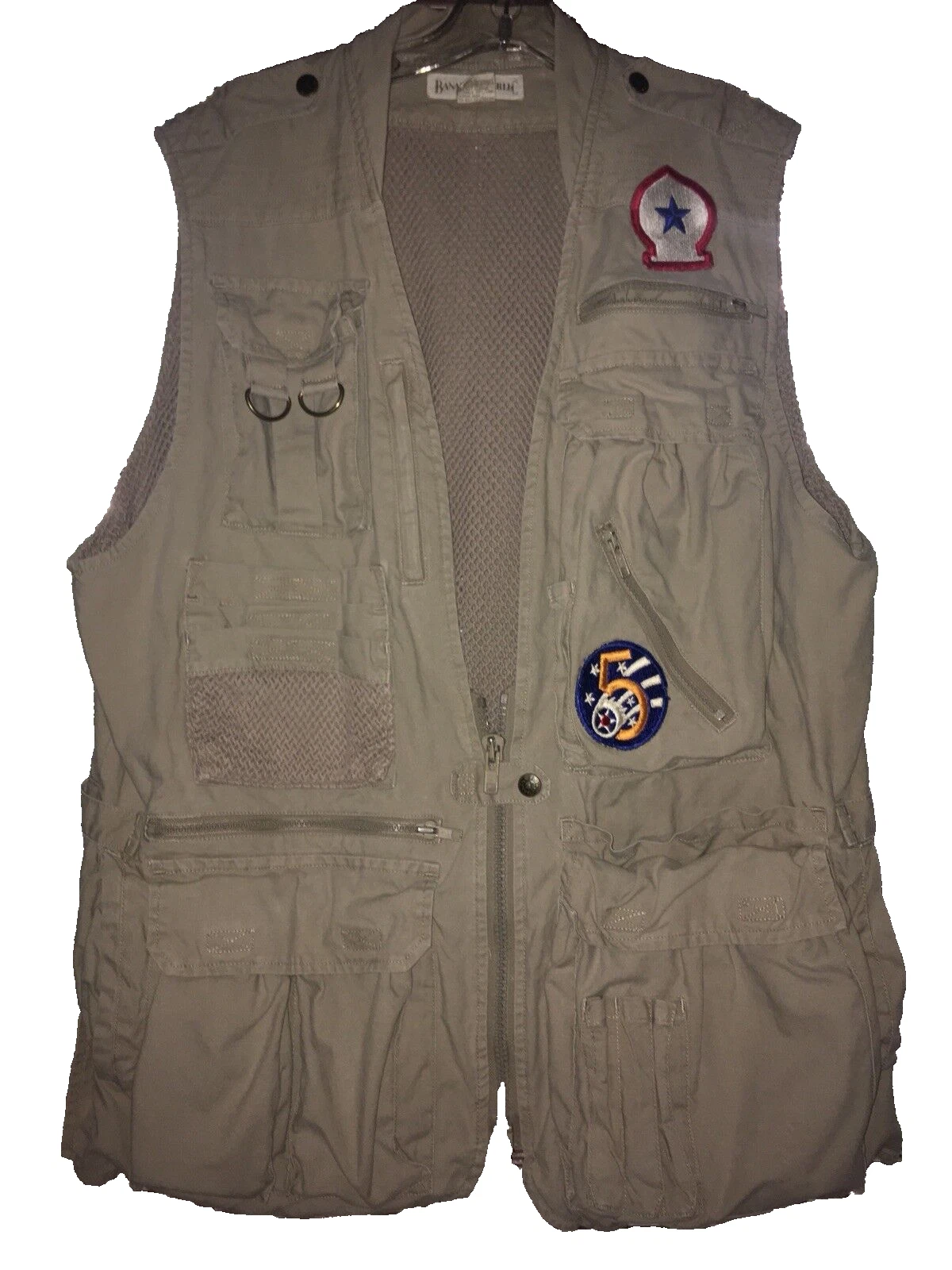Banana Republic Vintage Military Patch Safari Photographer Cargo Fishing VEST M