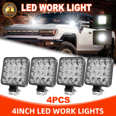 4Pcs 3.3'' Square LED Work Light Pods SPOT Lights For Truck Off Road Tractor 12V