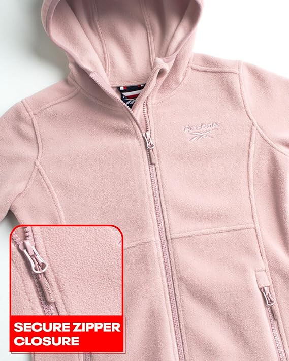 NWT $80 SZ L 14/16 DUSTY ROSE Reebok Girls' Fleece Jacket Polar