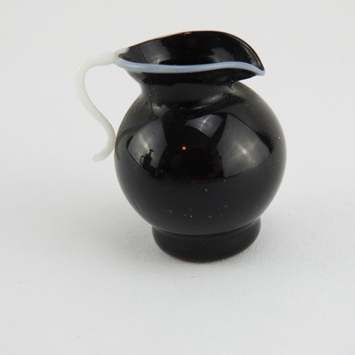 Vintage Black Picture Dollhouse Miniature Hand Blown Glass Vase Handle 1.25" T - Picture 5 of 7