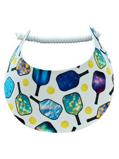 PICKLEBALL MARKETPLACE - Fabric Foam Sun Visor For Women -"Pickleballs on White"