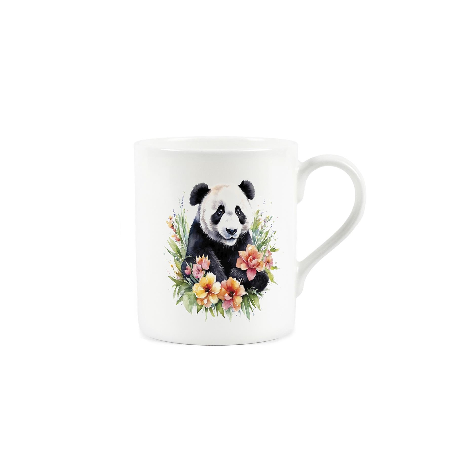 Floral Panda Mug - Exotic Animals Nature Gifts - Small Bone China Cup