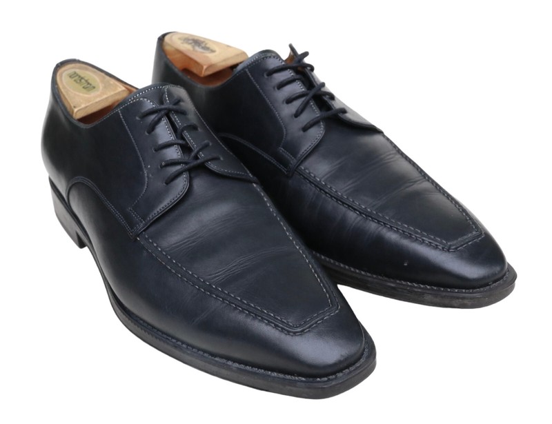 Santoni Italy Black Leather Plain Toe Oxford Dress Shoe Men’s SZ 10.5D