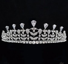 Elegant Floral CZ Stones Clear Austrian Rhinestone Tiara Crown Bridal Prom T12