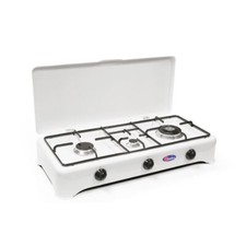 Fornello Gas Metano CFPARKER 3 Fuochi – Piano Inox Telaio Grigio, Valvolato A Norma Per Interno