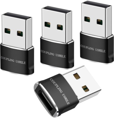 USB Male to USB C Adapter 4 Packs,USB to Type C Super Fast Charging/Transfer 