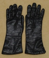 Vintage Kislav French leather gloves, size 6.5, dark brown w/ knit lining