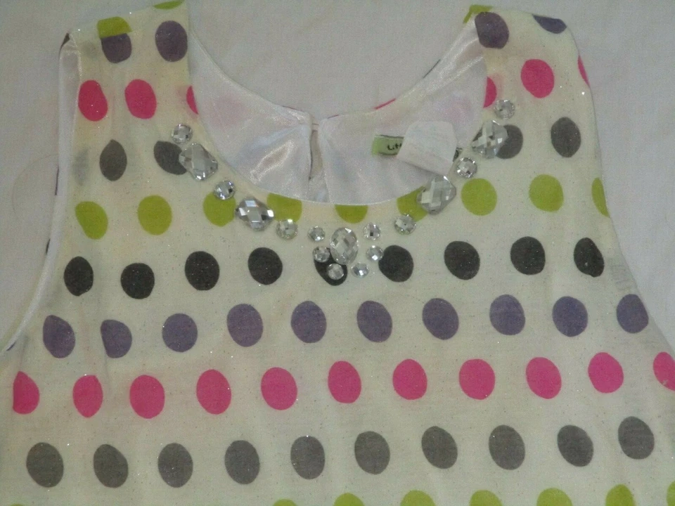 Vestido Little Mass Niñas Talla 14 Lunares Volantes Tanque Brillo Estrás Foto 2 de 4