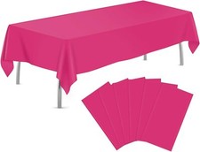 Hot Pink 6 Pack Plastic Table Cloth 54" x 108", Disposable Tablecloths Rectangle