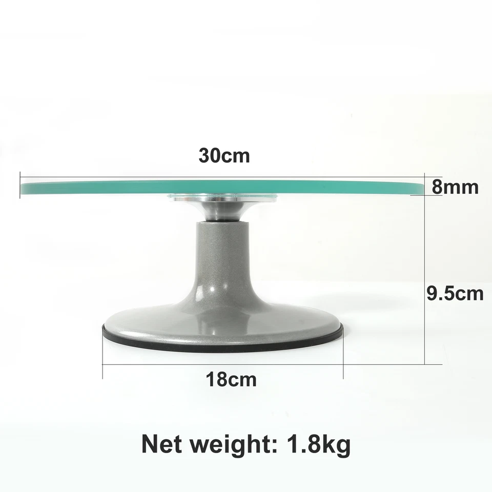 12'' Glass Cake Turntable Stand Tempered Glass Cake Decorating Rotating Stand - Image 4 of 4