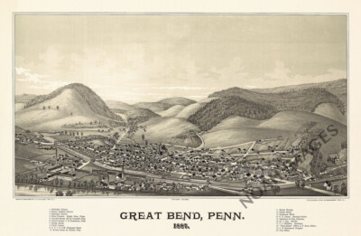 Panoramic Map of Great Bend Pennsylvania 16x24