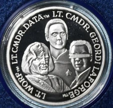 1993 STAR TREK THE NEXT GENERATION WORF DATA GEORDI 1oz SILVER  #531 ID#EE356
