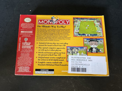 N64 Monopoly Video Game w Box Nintendo - Picture 4 of 4
