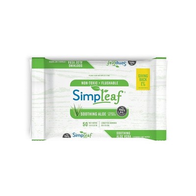 Simpleaf Flushable Wipes, Eco, Aloe & E, 50 ct.