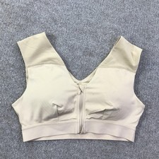 Tommie Copper Sports Bra Womens Large Beige Zip Front Shoulder Support Nude