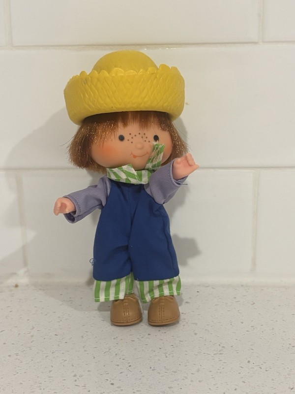 Vintage Strawberry Shortcake Style Boy Doll w/ Yellow Hat￼
