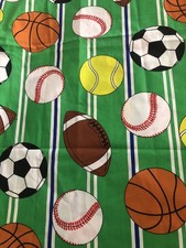 Football Soccer Baseball SportFabric 26" x 46" Material Sewing Quilt Craft Rem.