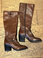 Dune knee high women's boots - size 39 dark tan leather (UK 6)