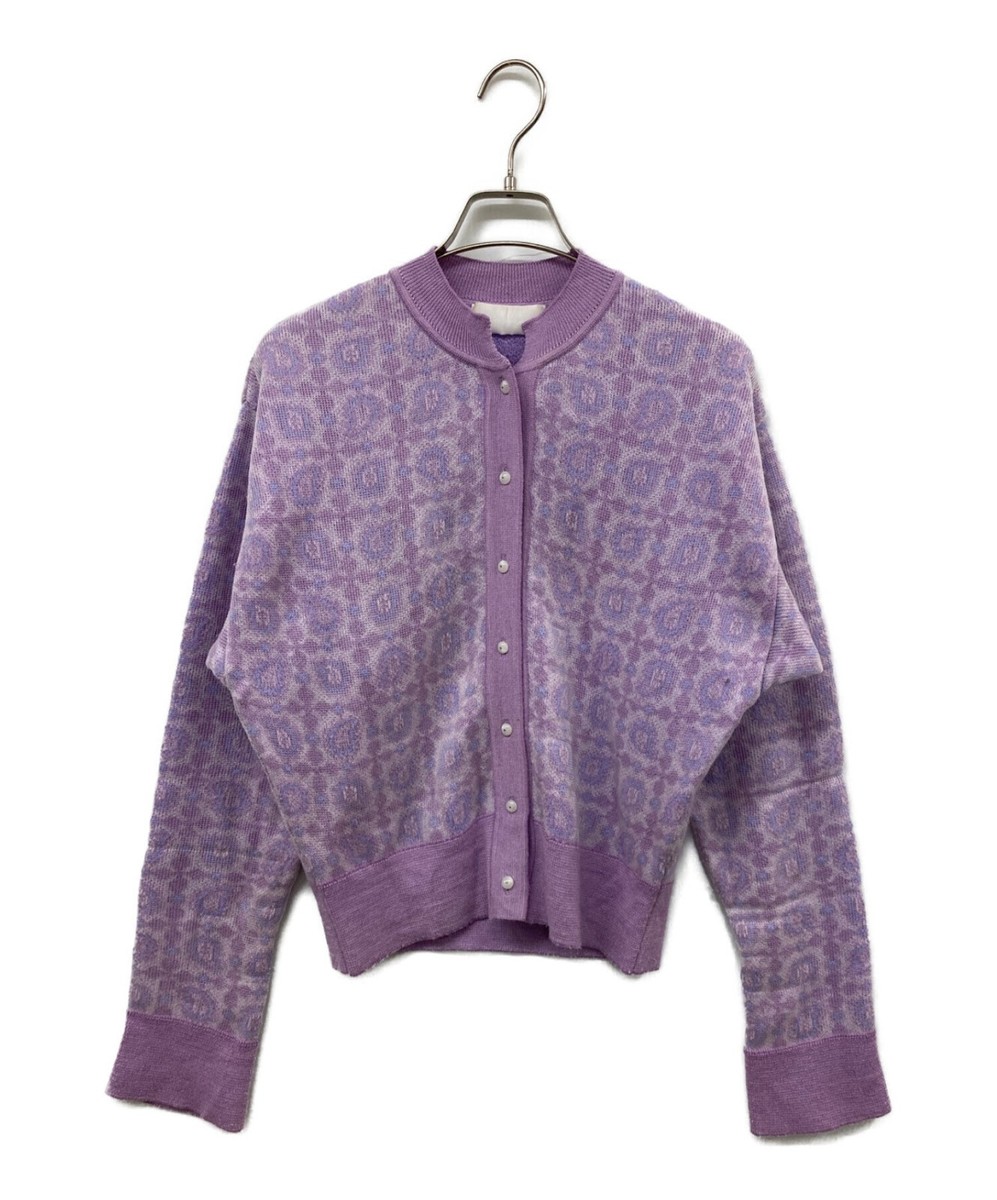 Mame Kurogouchi Paisley Jaquard Knitted Cardigan 2 purple Ext+++ 