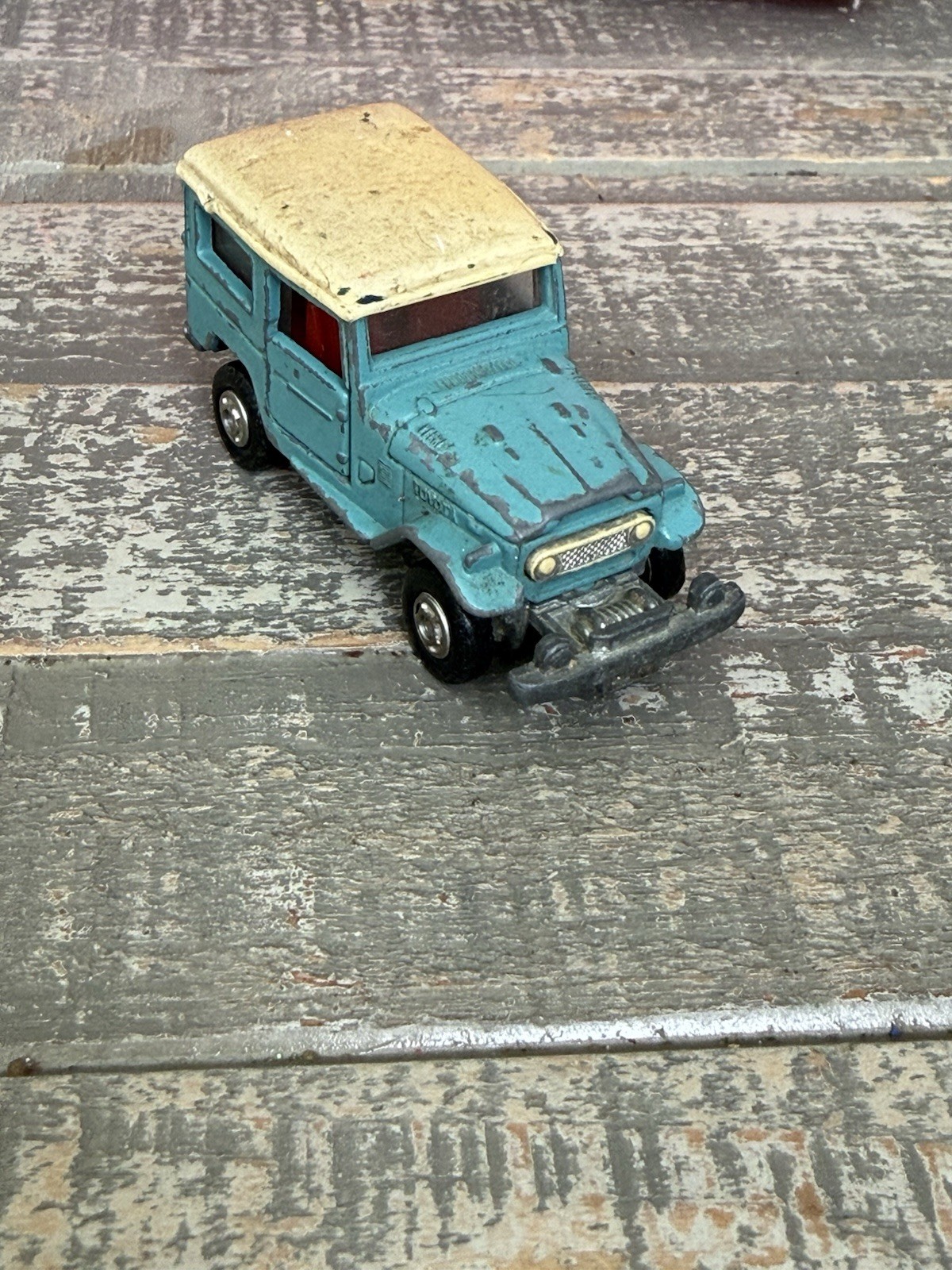 Vintage Tomica  Toyota Land Cruiser 1/60 Scale Teal Yellow Made in Japan