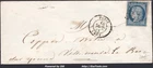 FRANCE CERES 25c BLUE N° 4 ON LETTER WITH GRID + CAD PARIS FROM 18/09/1851