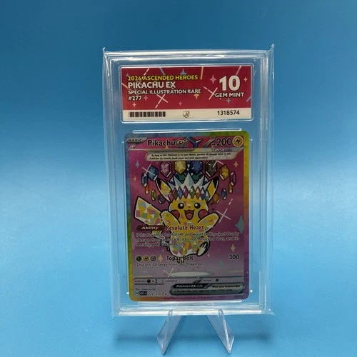 Pikachu EX 277/217 - Ascended Heros - SIR - ACE 10 Gem Mint - Perfect Subgrades